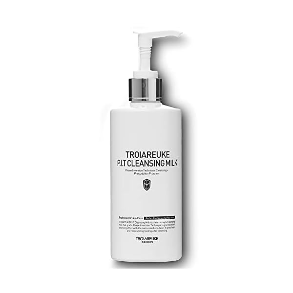 TROIAREUKE PIT Cleansing Milk I Deep Cleansing Daily Facial Cleanser for All Skin Types, Dry, Hydrating Face Mask with Antioxidants, Vitamins, Moisturize Korean Aesthetic Skin Care 10.14 fl oz