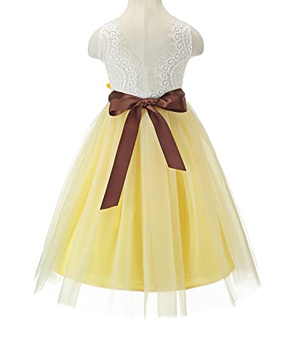 Bow Dream Lace Tulle Flower Girl Dresses V Back Backless Wedding Party Dress with Headband4