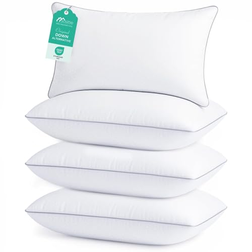 Sasttie Pillows Standard Size Set of 4, Full Size Bed Pillows for Side, Back, and Stomach Sleepers – Oeko-Tex Certified Down Alternative Plump Filling – Hotel Quality and Machine Washable, 4 Pack
