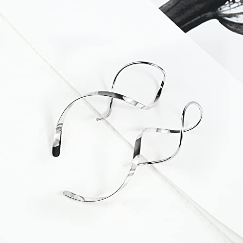 Handmade Spiral Threader Earrings Sterling Silver Hypoallergenic Twisted Pull Through Drop Dangle Earrings for Women - Silver & Gold3