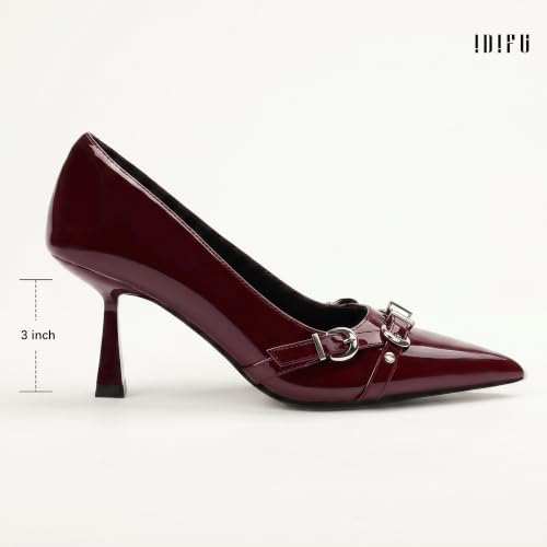 Image of IDIFU Kitten Heels Pumps Closed Pointed Toe Dress Shoes for Women