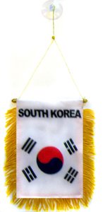 Image of AZ FLAG South Korea mini Banner 6'' x 4'' - South Korean PENNANT 15 x 10 cm - mini Banners 4x6 inch suction cup hanger