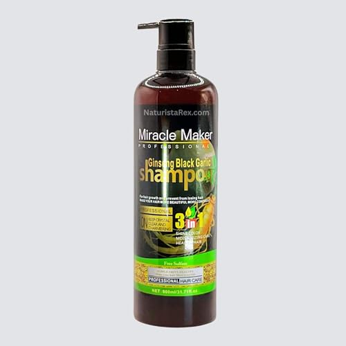Natural Ginseng, Black Garlic, Argan Oil, Tea Tree Shampoo 32 oz - Sulfate Free - Miracle-Maker