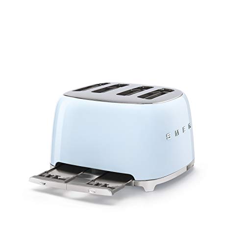 Smeg-50s-Retro-4-Slot-Toaster-TSF03PBUS-Bundle-with-Bamboo-Tongs-Pastel-Blue Smeg 50s Retro 4 Slot Toaster TSF03PBUS Bundle with Bamboo Tongs Pastel Blue