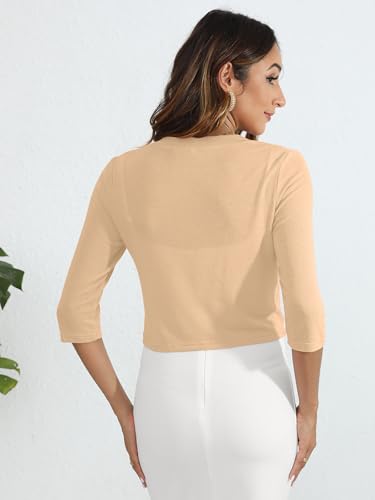 Image of Heymoments Women's Thin Shrugs 3 /4 Sleeve Lightweight Cropped Sweaters Open Front Cardigan for Dress