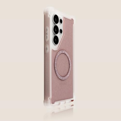 Coque magnétique Galaxy S24 rose antichoc et compatible chargeur sans fil