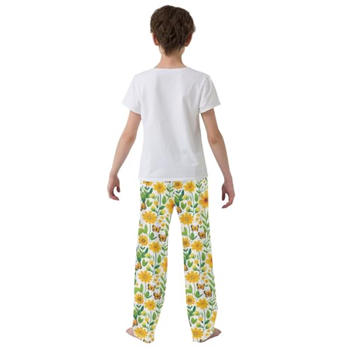 senya Green Flower Butterflies A Long Pajama Pants Bottoms Soft Sleepwear with Pockets3