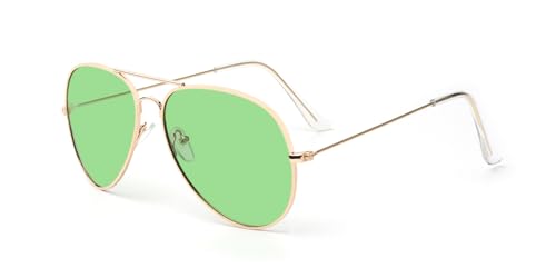 Outray Night Vision Polarized Aviator Sunglasses for Driving (Gold Frame/Green Lens, Green)