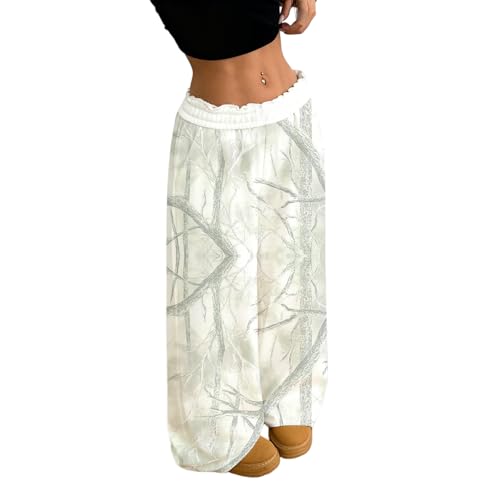 Image of Camo Pants Women Wide Leg Sweatpants Baggy Y2K Camoflage Pants Elastic Waisted Loose Casual Lounge Trousers Joggers