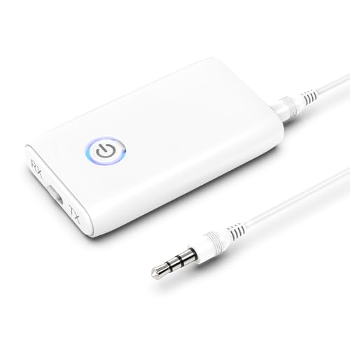 ORIA Car Bluetooth AUX Adapter, Bluetooth 5.3 Transmitter Receiver with 3.5mm Jack, USB Charging, 2-in-1 Wireless Bluetooth Audio Adapter for Home Stereo/Speakers/Wired Headphones - White ORIA Car Bluetooth AUX Adapter, Bluetooth 5.3 Transmitter Receiver with 3.5mm Jack, USB Charging, 2-in-1 Wireless Bluetooth Audio Adapter for Home Stereo/Speakers/Wired Headphones - White