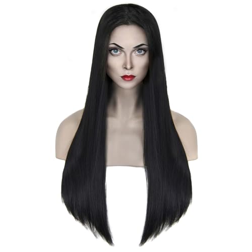 Black Wig for Costume Women 27'' Long Black Wigs for Women Cute Black Straight Wigs for Halloween Costume SL004BK