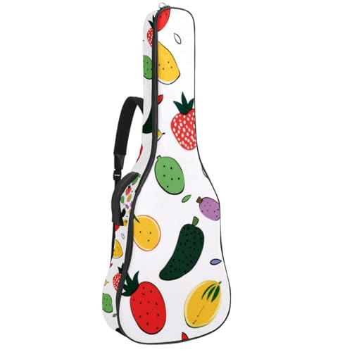 Sac de guitare acoustique 40-42 pouces étanche à motif de fruits colorés