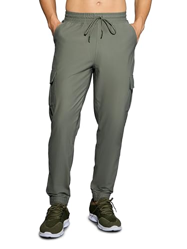 Image of TECHNOSPORT Men's Solid Slim Fit Sports Cargo Joggers DURACOOL+ Quick Dry Breathable Moisture Wicking Stretch Gym Track Pants Running Training Fitness Activewear