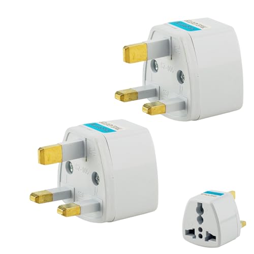 Image of Hi-PLASST India to UK Converter Plug (Pack of 2) - Type-G Travel Adapter for Indian Plugs - Compatible with UK, UAE, Singapore, Hong Kong, Ireland, Wales - 13A, 230V