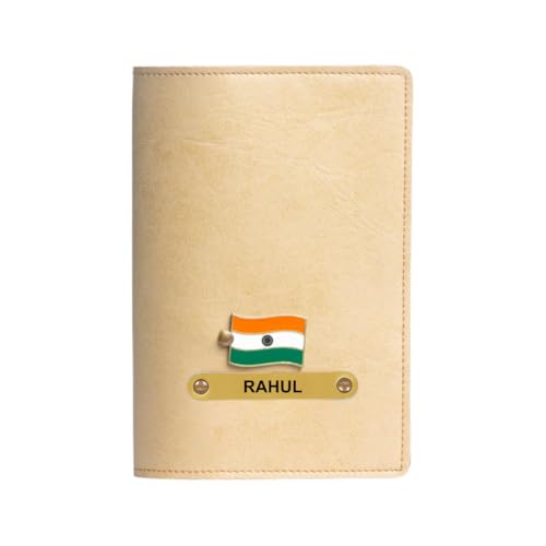 Image of ncgifts Customised Leather Passport Holder: Personalised Name & Charm for Men & Women - Unique Travel Gift, Document Organiser, Boarding Pass Holder, Customised Gifts for Men & Women (Baige)