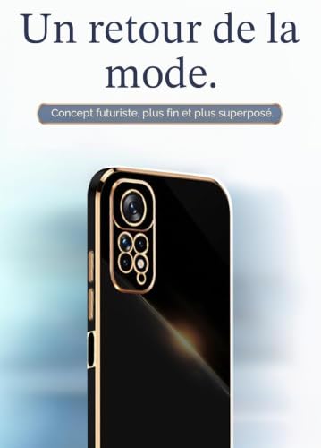 HONLEN Coque pour Redmi Note 11 / Note 11S (4G) (6.43" inches), Étui en TPU Souple en Silicone, Design de Cadre de Galvanoplastie - Le Noir – vue 3