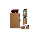 Geldbörse Herren, Portmonee Herren mit Münzfach & RFID Schutz, Slim Wallet Pop-up Kartenetui Herrens, Geldbeutel Herrens für 9-11 Karten ID-Fenster Geldscheinfach Smart Wallet for Men (Kamelbraun)