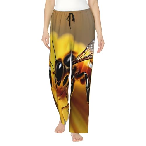 Pantalon de pyjama imprimé abeille et fleur pour femme