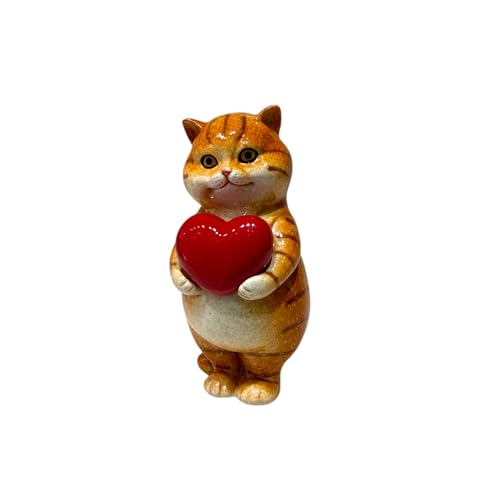 Image of AUGEN Polyresin Kitten Heart Statue Showpiece for Home Decor Decoration and Gifting (1767F4, 13cm)