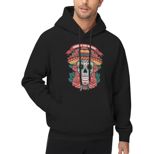 Vintage Cinco de Mayo Mexican Skull Men Women Lightweight Kangaroo Pocket Fleece Hoodie4