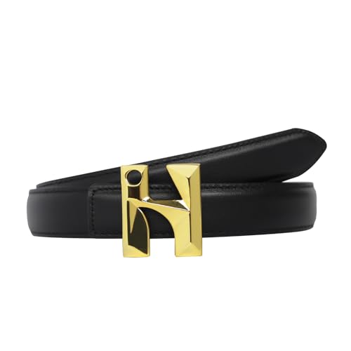 Image of Women's Fashion Classic Metal Buckle Leather Belt with Jeans Dress
