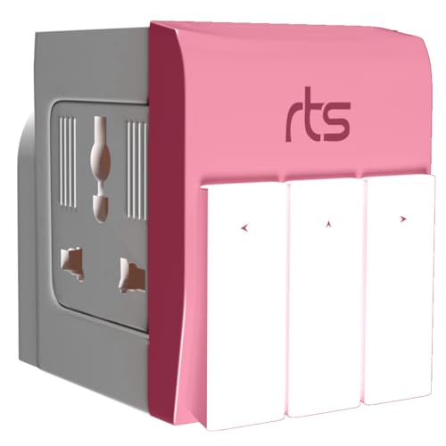 rts 3 Pin Multi Plug Socket-Universal Travel Adapter with Individual Switch Safety Shutter LED Indicator-3 Way Plug Extension for Computer, PC, Printe
