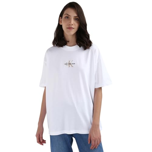 Calvin Klein Jeans Damen T-Shirt Kurzarm Monologo Boyfriend Rundhalsausschnitt