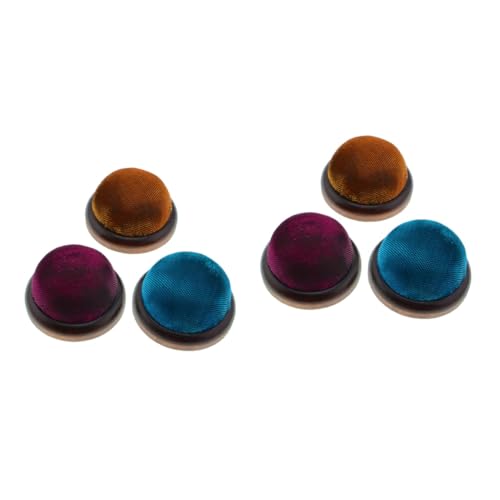 ARTIBETTER 2sets 3pcs Glitter Needle Cushion with Wooden Base Stylish Pin Holder for DIY Handcraft Sewing Projects Red Blue for Organizing Needles and Pins 3pcs*2