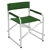 LOLAhome Silla de Playa Plegable para Pesca con diseño Director de Aluminio y loneta Verde de 55x45x78 cm