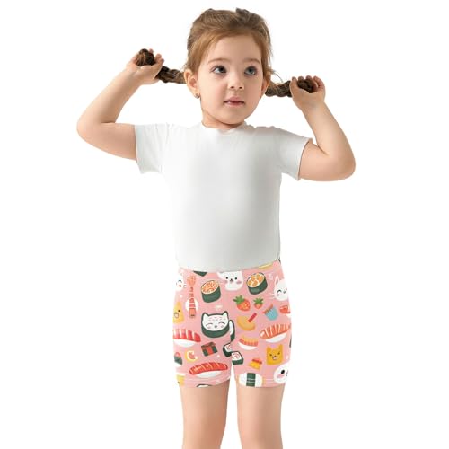ALAZA Toddler Kids Girls Dance Shorts Biker Shorts Casual Clothes Cat Sushi Japanese Size 43