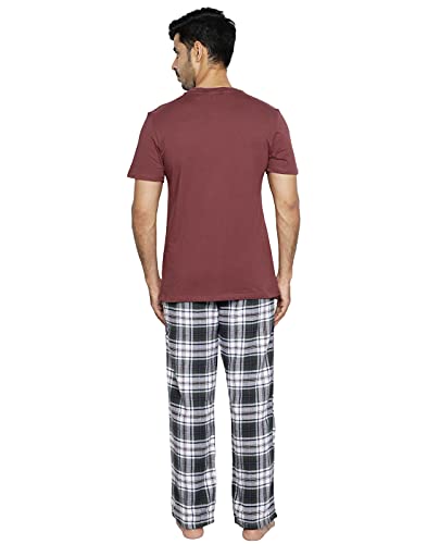 Image of B STORIES Men's 100% Cotton Full Sleeve PJ Set - Checkered Nightwear Set | Soft Loungewear | Comfortable Sleepwear | Stylish Casual Home Wear Shirt & Pant (S-XXL)