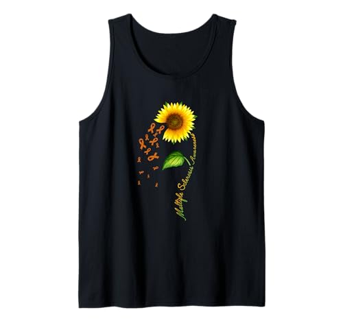 Multiple Sclerosis Awareness Sunflower Orange Ribbon Camiseta sin Mangas