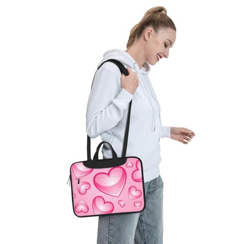 Sacoche pc portable motif cœurs roses et sac à main ordinateur fin