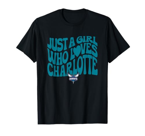NBA Just A Girl Who Loves Charlotte Wavy Hornet Logo T-Shirt