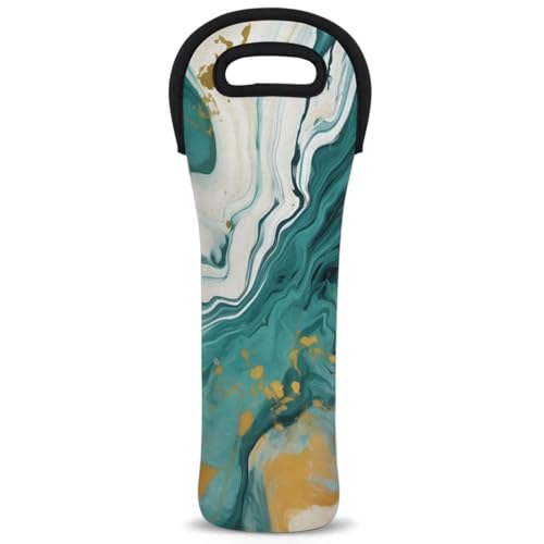 Neoprene Wine Tote Carrier Bag for Wine,Water, Champagne, Beer, Baby Bottles 15.6 x 5.1 Inches, Protective Wine Bag,Luxurious Marble Texture