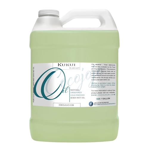 Dr Joe Lab Kukui Nut Oil 128 oz Pure Natural Cold Pressed Unrefined Extra Virgin Kukui Oil 1 Gallon - for Hair Skin Body Nail and Beard - Moisturizing, Soothing, Hydrating, & Nourishing
