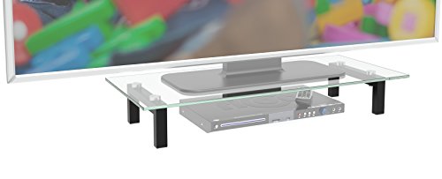 FS6028-C TV Board Tisch-Aufsatz Klar-Glas durchsichtig 60x28x10 cm Bildschirm-Erhöhung Hi-Fi Rack Regal Bildschirm-Ständer Podest