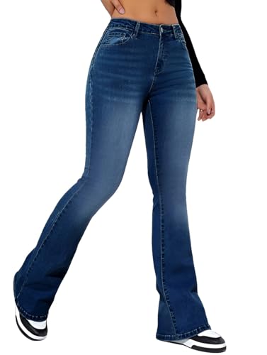 Image of Ben Martin Women's High Waist Jeans || Flared Bell Bottom Bootcut Pants || Wide Leg Stretch Denim - Perfect for Travel, Party & Everyday Use - Sizes 26-40 (1)