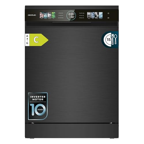 Cecotec Lave-vaisselle Compact de 60 cm Bolero Aguazero 6620 Dark C, 1850W, 15 Couverts, 8 Programmes, Moteur Inverter, Écran FullColor XXL, Smart Wash, Turbo...