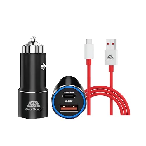 Image of GZT 125W Fast Smart Car Charger with 1.2M USB - C Cable Dual Port All Metal PD Quick 45W PD /PPS +80W SuperVOOC Compatible with iPhone & Android Samsung, Vivo, Oppo & Tablets All Brand (Black)