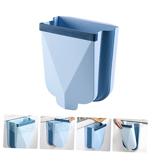 Caneca de basura rectangular azul para cocina y oficina miniatura 3