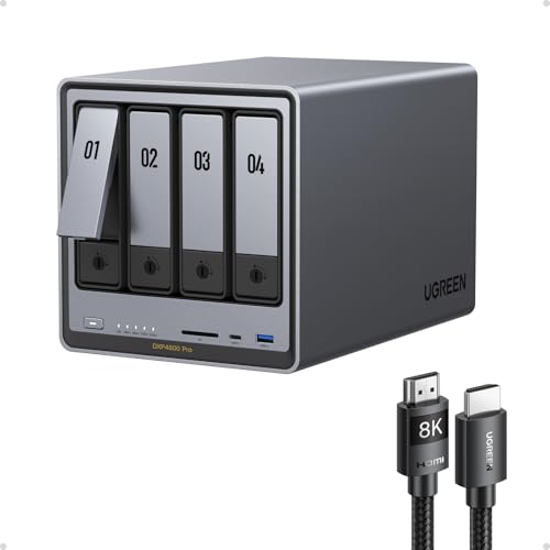 UGREEN NAS DXP4800 Pro 4-Bay Desktop NAS, Intel® Core™ i3-1315U 6-Core CPU, 8GB DDR5 RAM, Built-in 128G SSD, 1x 10GbE, 1x 2.5GbE, 2X M.2 NVMe Slots, 4K HDMI, Network Attached Storage (Diskless) | Intel Core i3-1315U 6-Core CPU, 8GB DDR5 RAM, Built-in 128GB SSD, 1x 10GbE, 1x 2.5GbE, 2X M.2 NVMe Slots, 4K HDMI (Diskless)