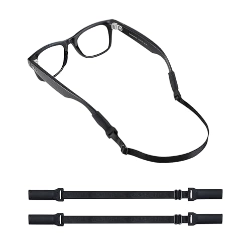 Gdnmpat Glasses Strap for RayBan Meta Ai Glasses and Wide Temple Tips-No Tail Adjustable Glasses Straps Cord Eyewear Eye Glasses Holders Around Neck for Men Women Kids (2pcs Black 14IN)