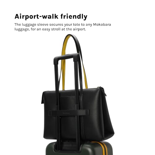 Image of MOKOBARA The Easy Going Tote Bag for Women | Premium Vegan Leather Office Handbag & Laptop Tote | Fits 14 Inch Laptop | Water Resistant Shoulder Bag with Zip Closure
