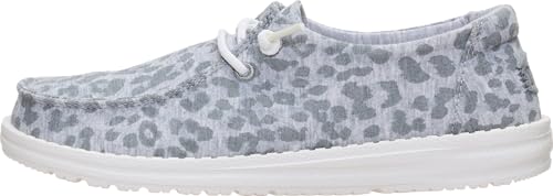HEYDUDE Women's Wendy Stretch Jersey Leopard Slip On Shoe, Light Grey/Multi Size 12 | Lightweight Casual Loafers | Easy On Travel Ready Fit - image 1