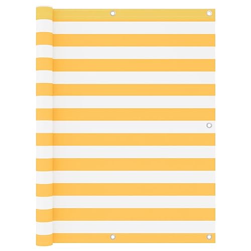 vidaXL Balkon Sichtschutz Bespannung Terrasse Windschutz Sonnenschutz Balkonbespannung Balkonverkleidung Weiß Gelb 120x500cm Oxford-Gewebe