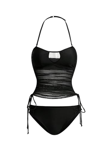 Maillot de bain 2 pièces gainant pour affiner la silhouette tankini rouge dos nu