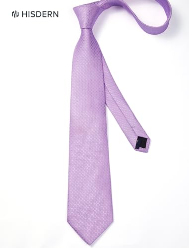 Image of HISDERN Mens Ties Plaid Tie and Pocket Square Set Classic Woven Formal Checkered Neckties & Handkerchief Wedding Party