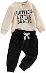 Bébé enfant Bébé Garçons Filles Outfits de l'automne Tante Les petites lettres Bestie Imprimer Sweatshirt Tops et jeu de pantalons Jogger