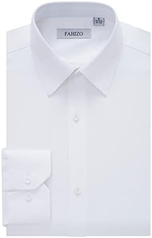FAHIZO Men's Dress Shirt Long Sleeve Stretch Regular Fit Button Up Shirts(White, 34"-35" Sleeve L)